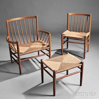 Jorgen Baekmark Armchair, Side Chair, and Ottoman