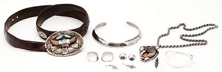 8 Sterling Silver Native American Jewelry Items