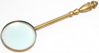 Long Antique Brass Magnifying Glass