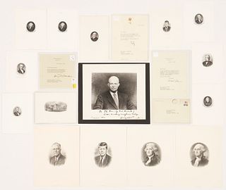 Presidential Autographs & Portrait Prints incl. Eisenhower Photo, 18 items