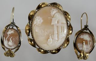 "Rebecca at the Well" Cameo Pin & Earrings Set
