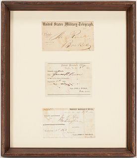 Three Framed Civil War Passes, incl. Burke's Station, VA, Military Telegraph Pass