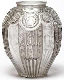 A. Hunebelle Art Deco Glass Vase