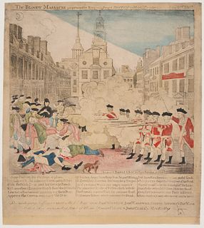 Circa 1950 ed. Paul Revere Boston Massacre Print, American Revolution