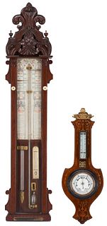 2 19th C. Barometers: Marquetry and Admiral Fitzroy