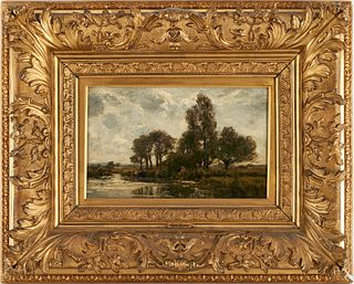 Jose Weiss O/B Barbizon Style English Landscape Painting, On the Thames