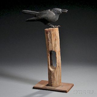 Folk Art Crow on Post