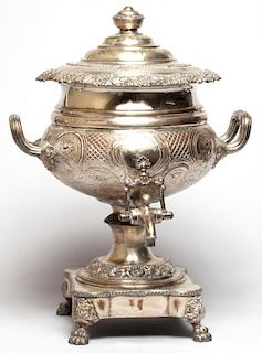 Large English Silver-Plate Hot Water Urn