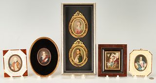 Collection of 6 French Miniature Portraits, incl. After Boucher & Fabre
