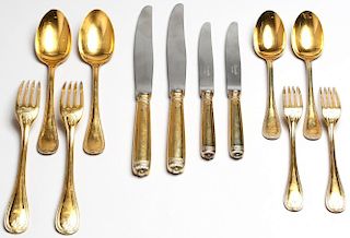 2 Christofle Gold-Plated Flatware Place Settings