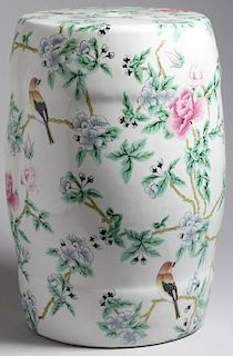 Vintage Hand-Painted Chinese Porcelain Garden Seat