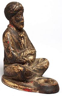 Painted Plaster Figure of Turbaned Beggar