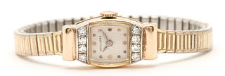 Ladies' 14K Gold & Diamond Mercedes Wrist Watch