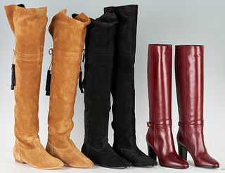 3 Pairs Celine Leather Boots, incl. Over the Knee