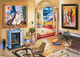 Alexander Astahov- Original Giclee on Canvas "Interior with Chagall"