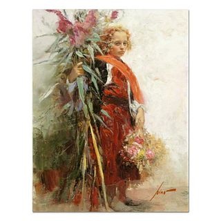 Pino (1939-2010), "Flower Child" Artist Embellished Limited Edition on Canvas, AP Numbered and Hand Signed with Certificate of Authenticity.