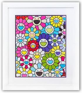 Takashi Murakami- Offset Lithograph "Small Flower Paintings: Pink, Purple and Various Colors"