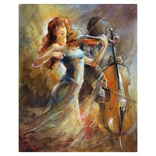 Lena Sotskova, "Romance" Hand Signed, Artist Embellished Limited Edition Giclee on Canvas with COA.