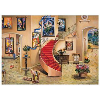 Alexander Astahov, "Chagall View" Hand Signed Limited Edition Giclee on Canvas with Letter of Authenticity.