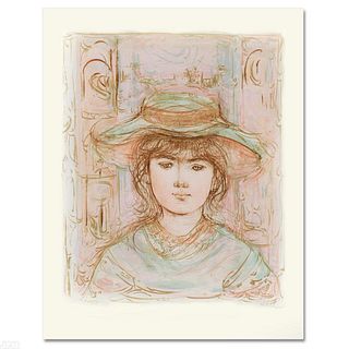 January Limited Edition Lithograph by Edna Hibel (1917-2014), Numbered and Hand Signed with Certificate of Authenticity.