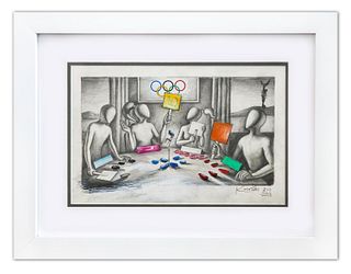 Mark Kostabi- Original Drawing on Paper "Hexes Only"