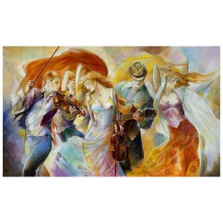Lena Sotskova, "Happiness" Hand Signed, Artist Embellished Limited Edition Giclee on Canvas with COA.