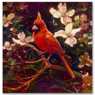 Cardinal Limited Edition Giclee on Canvas by Simon Bull, Numbered and Signed. This piece comes Gallery Wrapped.