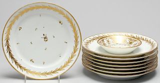 9 Sevres-Style Hard Paste Porcelain Plates