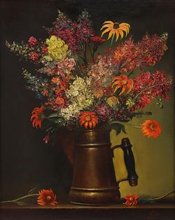 NO RESERVE David Borenstein (b. 1948) - Copper Vase with Flowers