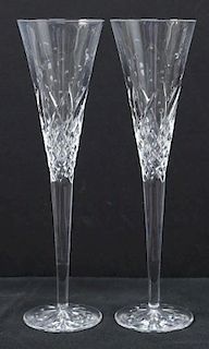 Pair Waterford "Happy Celebration" Toasting Flutes