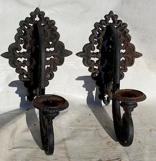 Pair of English wrought iorn wall sconces