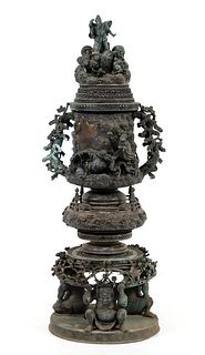 Monumental Japanese Bronze Incense Burner 