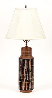 Mid Century Ceramic Lamp with geometric decoration