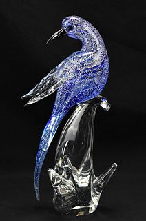 MURANO GLASS SILVER FLECK BIRD OF PARADISE