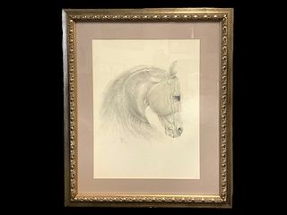 Count Bernard de Claviere, (French, 1934-2016), Pencil Drawing of a Horse Head