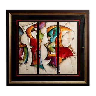 Large Framed Abstract Triptych Print