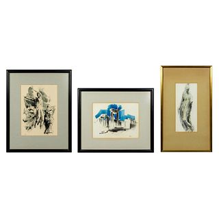 3 Bowes Lithographs on Canvas Paper, Signed
