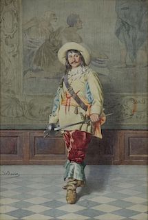 BALLESIO, F. Watercolor. Portrait of a Cavalier.