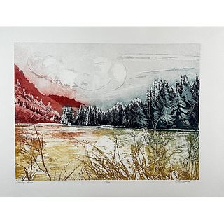 Irmgard (Switzerland) Etching in Color Valley Lake, signed