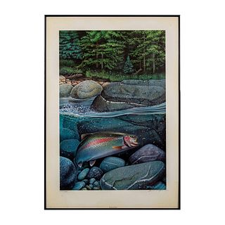 John Q. Wright (American) Fishing Art Print, Signed