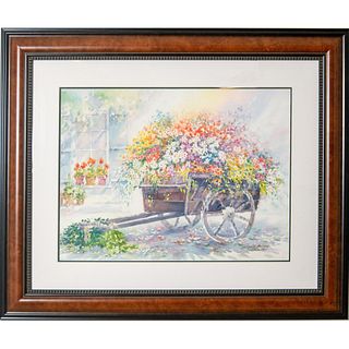 Richard Williams (American, 20th c) Lithograph, Flower Wagon