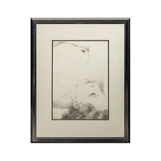 Artist Signed Pencil Drawing of a Nude Woman