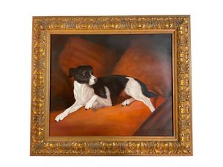 Count Bernard de Claviere, (French, 1934-2016), Oil on Board of Dog