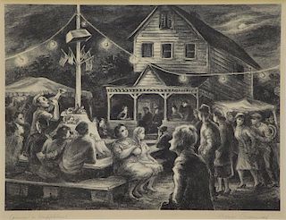 GREENWOOD, Marion. Lithograph "Carnival in