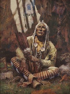Howard Terpning b. 1927 CAA, NAWA, OPA | Holy Man of the Blackfoot Ed. 195/975