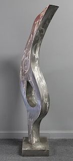 Large Monogrammed Abstract Aluminum Sculpture.
