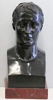 Patinated Bronze Bust of a Gentleman on Marble
