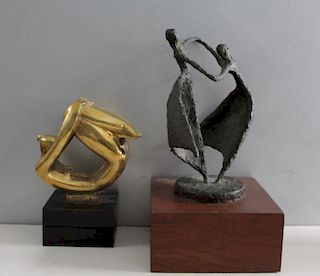 Group Lot of 2 Signed Bronze Sculptures.