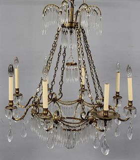 Antique Continental Gilt Metal and Crystal