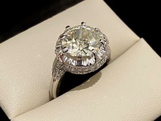 Antique Platinum 3 Ct Diamond Engagement Ring Size 6.5